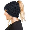 thumbnail image 1 of SURJDE Women's Beanie Ponytail Messy Bun BeanieTail Multi Color Ribbed Hat Cap, 1 of 7