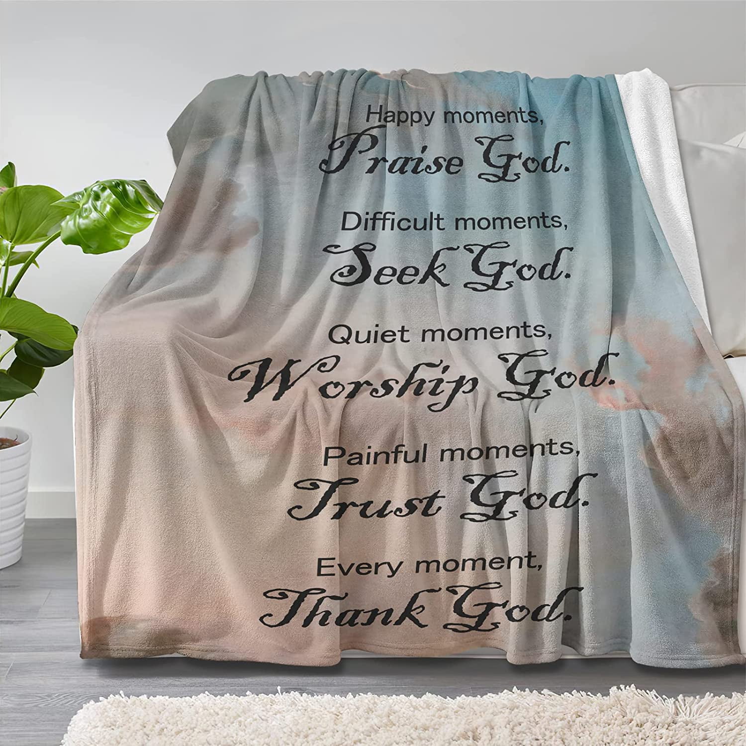  Bible Verse Blanket, Inspirational Sunflower Prayer Blankets  and Throws with Scriptures Soft Plush Religious God Says Throw Blanket  Christian Faith Gifts for Women Men 80x60 Inch : Home & Kitchen