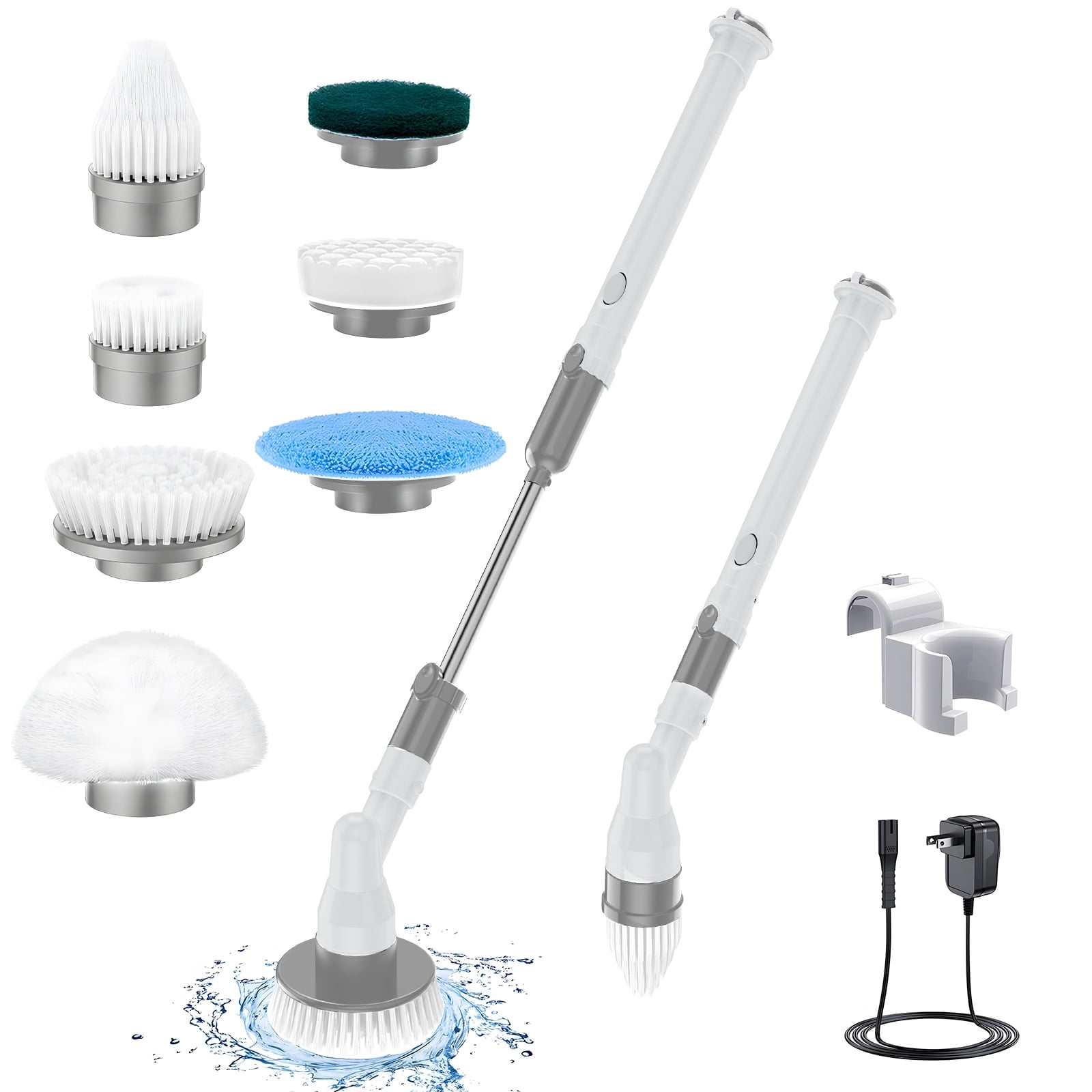  Electric Spin Scrubber, FARI Cordless Cleaning Brush with 7  Replaceable Brush Heads, Tub and Floor Tile 360 Power Scrubber Mop with  Adjustable Handle for Bathroom Kitchen Car (White) : Health & Household