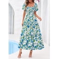 thumbnail image 3 of PRETTYGARDEN Womens Summer Puff Short Sleeve Maxi Dress Square Neck Smocked Tiered Ruffle A Line Long Flowy Beach Dresses, 3 of 8