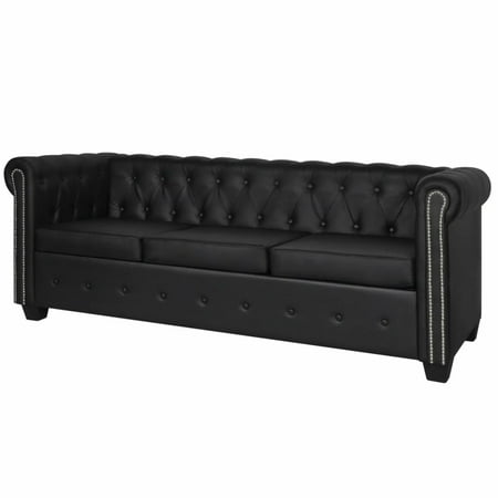 

Dcenta Chesterfield 3-Seater Artificial Leather Black