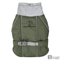 Waterproof Winter Dog Jacket, Reflective Warm Padded Pet Coat With Adjustable Straits For Small Medium Large Dogs, Cold Weather Outdoor Dog Clothing,M,Green,L