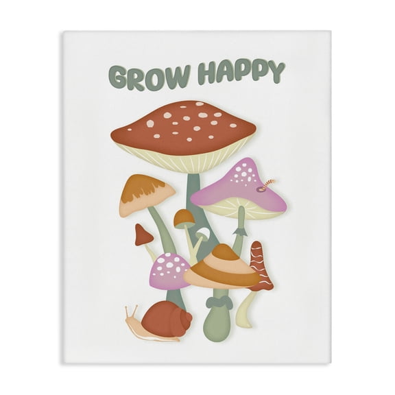 Stupell Industries Eclectic Grow Happy Retro Mushrooms Canvas Art, 16 x 20, by Martina Pavlova
