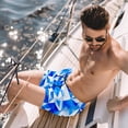 thumbnail image 2 of luoweisi Men's Beach Shorts Quick Dry Swim Trunks with Mesh Lining Blue and White Geometry L, 2 of 5
