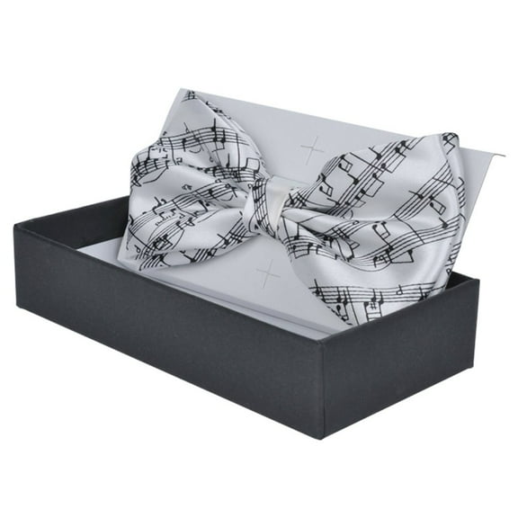 Pre-tied Music Notes Bow tie White Music Notes Self-tie