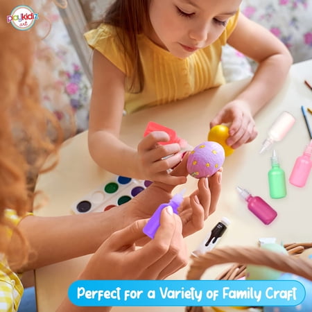 Playkidiz 3-D Art Metallic Puff Paint For Kids, 6 Pack Color Pack Squeeze Paint, Non Toxic Puff Paint Set, Washable Fabric Paint, Classic Colors, Ages 3 .