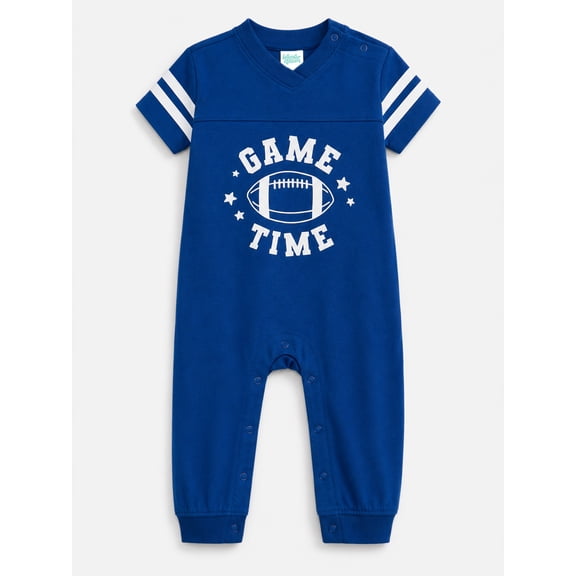 Wonder Nation Baby Boys Varsity Romper with Short Sleeves, Sizes 0/3M-24M
