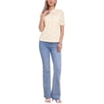 thumbnail image 2 of INSPIRAR CHIC Top de Encaje Floral para Mujeres con Cuello Mock, Manga Corta Abullonada, Blusa Elegante de Encaje Talla XS Color Albaricoque, 2 of 6