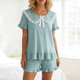 thumbnail image 3 of MDUKONU Women's Summer Short Set Machine Washable Fashion Vacation Green XL, 3 of 5