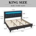 thumbnail image 3 of E-motie King Size PU Bed Frame with Upholstered Headboard, Platform Bed with LED Lights Charging Station, Gray, 3 of 9