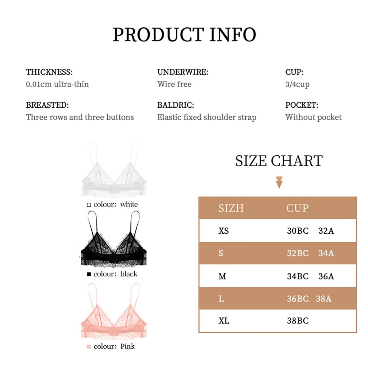 Varsbaby Wireless Lace Bra Sexy See Through Panties Underwear Lingerie Set for Women