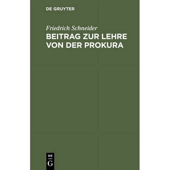 Beitrag Zur Lehre Von Der Prokura, (Hardcover)