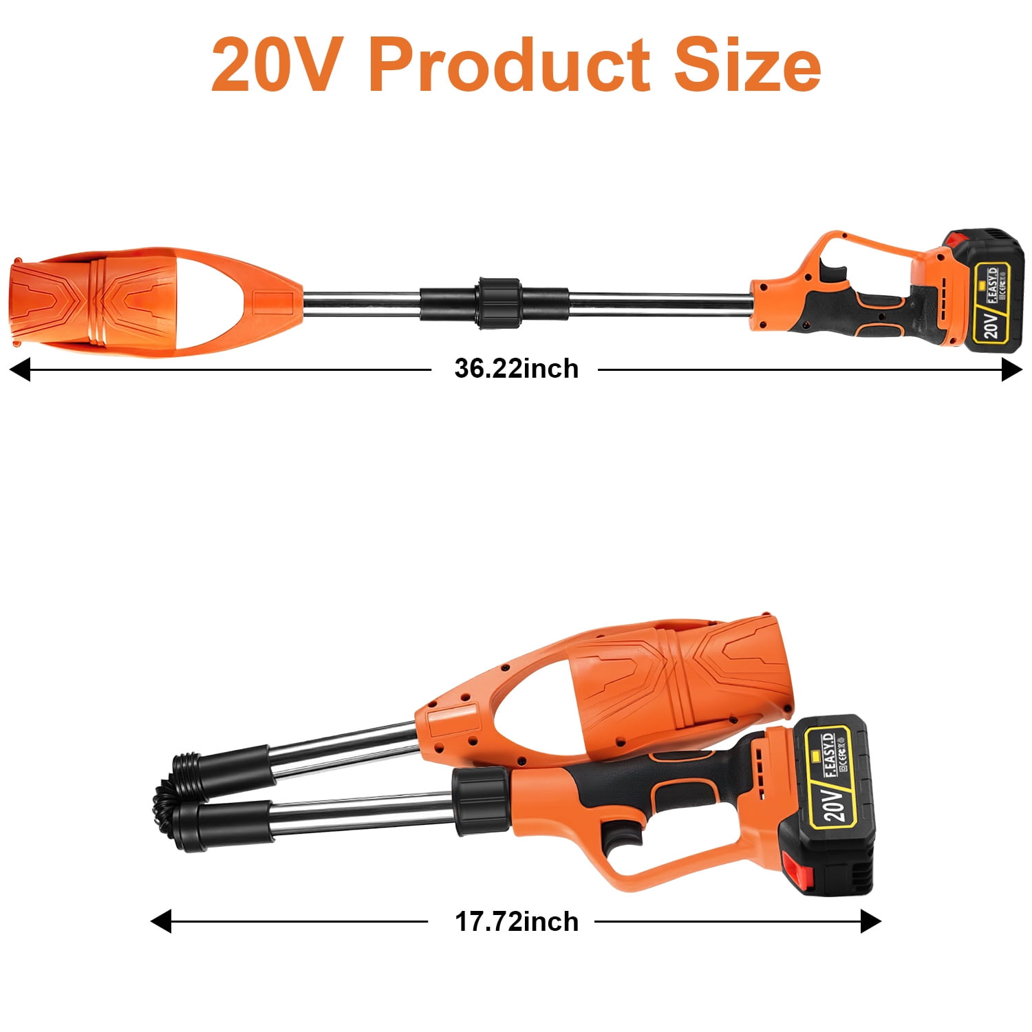 20V Cordless Leaf Blower,AILKIN High Speed Foldable Air Leaf Cleaner,Lightweight Mini Handheld Rechargeable Electric Cordless Leaf Blowers with Battery and Charger for Garden,Patio,Home,Yards,Orange