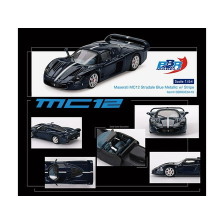 Maserati MC12 Stradale Blue Metallic with White Stripe 1/64 Diecast Model Car by BBR