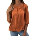 thumbnail image 3 of Blusa informal de media manga larga para mujer, jersey liso con cuello redondo, camisetas sueltas, Tops Fridja  ghj987+4609, 3 of 9