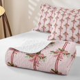 thumbnail image 4 of Erosebridal Vintage Bow Ribbon Twin Quilt Set for Girls, Holly Leaf Plant Twin Coverlet Set, 2 Pieces, 4 of 7