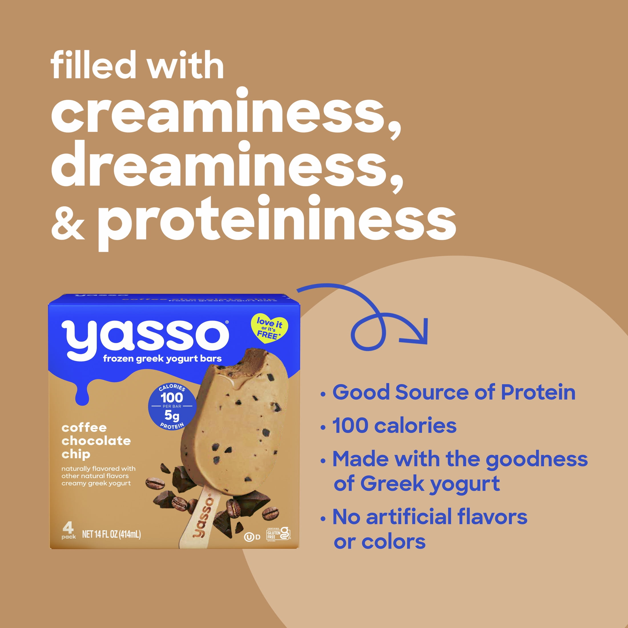 Yasso Frozen Greek Yogurt Bars Coffee Chocolate Chip Bars 3.5fl oz bars 4 bars