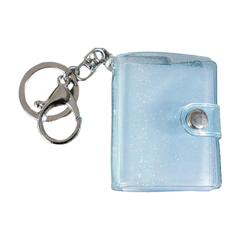 1/2 Inch Mini Photo Album Small Keyring Sequins Transparent Interstitial  Storage ID Card Book Keychain