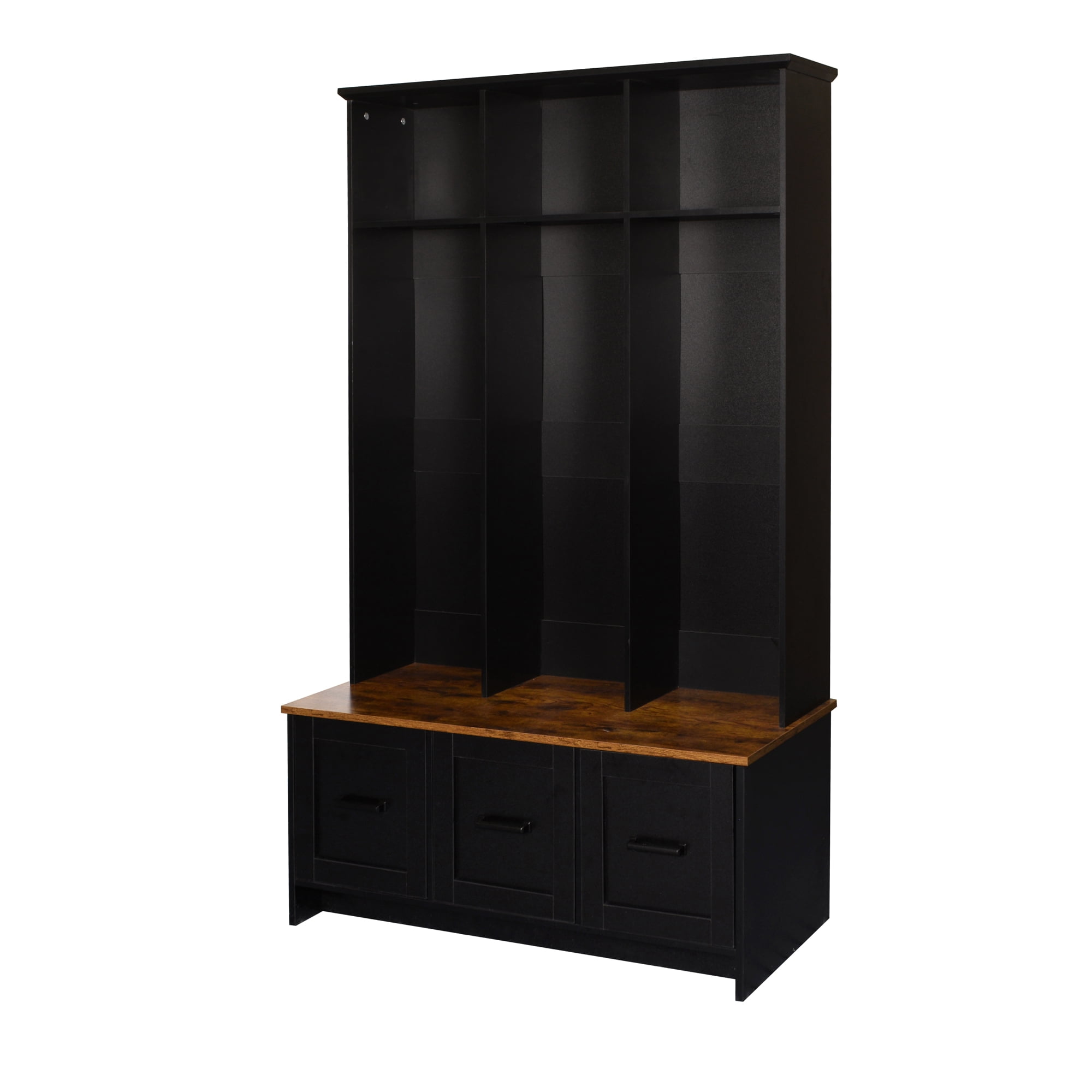 Euroco 40.2'' Wide Hall Tree with Storage Bench,Modern Hall Tree with Entryway Bench, 3 Shelves and Drawers
