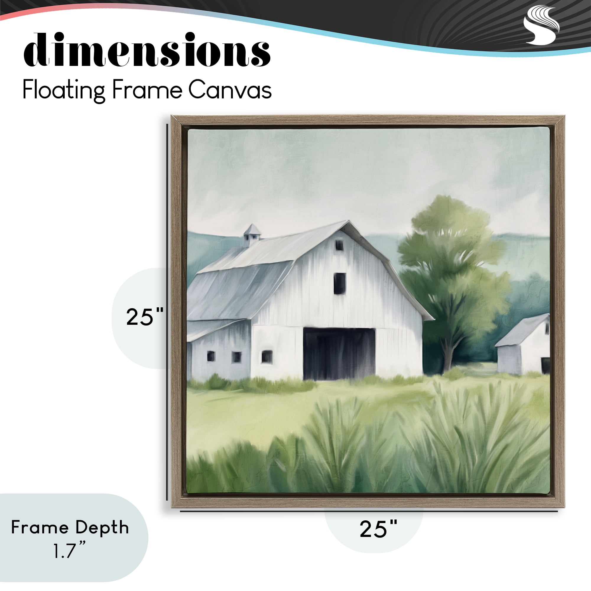 Stupell Industries Farm Home White Barn Brown Framed Floater Canvas Wall Art, design by Kim Allen