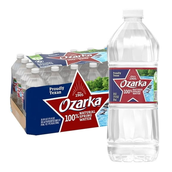 Ozarka 100% Natural Spring Water, 20 fl oz Bottles, 28 Pack  Pure Hydration