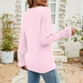 thumbnail image 6 of Vivianyn HD Women's Contrast V Neck Eyelet Chiffon Blouse, Long Sleeve Casual Top,Hot Pink,Size S-XXL, 6 of 7