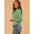 thumbnail image 4 of INSPIRE CHIC Women's Ruffle Neck Long Sleeve Polka Dots Blouse Shirt, 4 of 6
