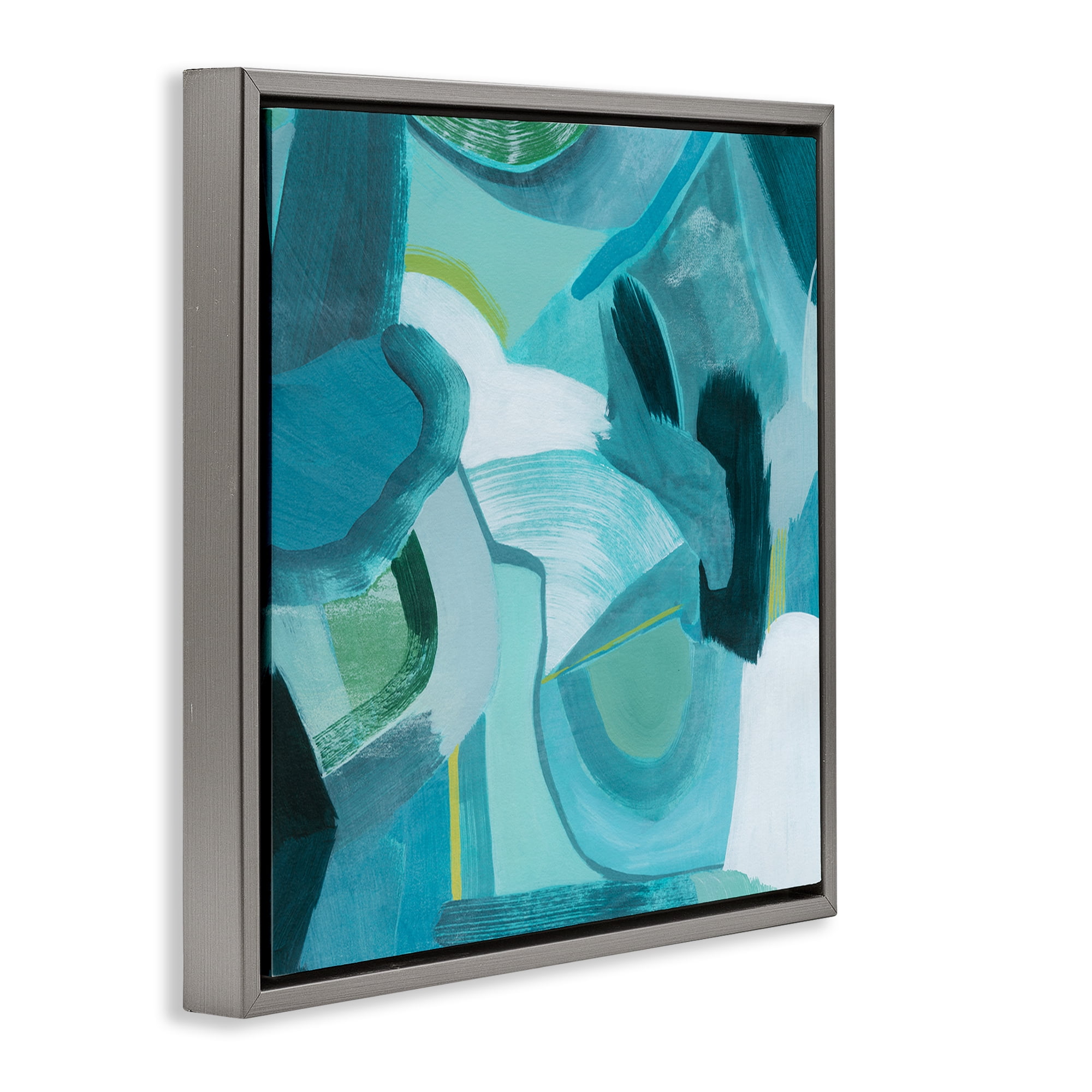 Stupell Industries Dynamic Cascading Shapes Abstract Painting Gray Floater Framed Canvas Art Print Wall Art, 25 x 25