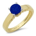 thumbnail image 2 of 1.06 ct Round Cut Simulated Blue Sapphire Solitaire Engagement Ring for Women in 14K Yellow/White Gold, 2 of 2
