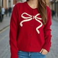 thumbnail image 4 of Jjayotai Women Y2k Cardigan Sweater, Long Sleeve Button Down Cardigans Vintage Open Front Sweaters, Cute Knit Pullover Tops Red M, 4 of 5