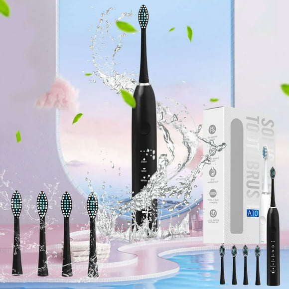 Toothbrush With 4 Brush Heads 6 Cleaning Modes IPX7 Water Proofing Two-minute Timer Setting Toothbrush-Newly