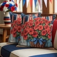 thumbnail image 2 of 2 Pack Outdoor Waterproof Throw Pillows,Red Begonia Flower Retro Wood Decorative Square Pillow Case Patio Pillows for Chair Couch Sofa 16x16in, 2 of 9