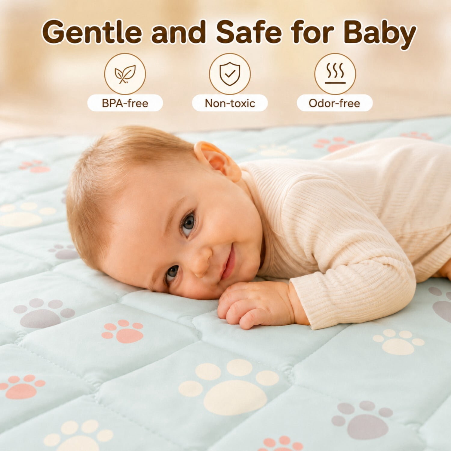 Easy4Home Large Foldable Baby Play Mat,71"x59" Non-Slip Thick Foam Crawling Mat Machine Washable Playpen Mat for Infants & Toddlers
