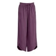 thumbnail image 6 of XUNKUSGA Pants for Women Fashion Petal Wide Leg Capri Palazzo Pants Casual Loose Flowy Linen Pants Women Classic Elastic Drawstring Waisted Beach Pants with Pockets S-2XL,Purple, 6 of 6