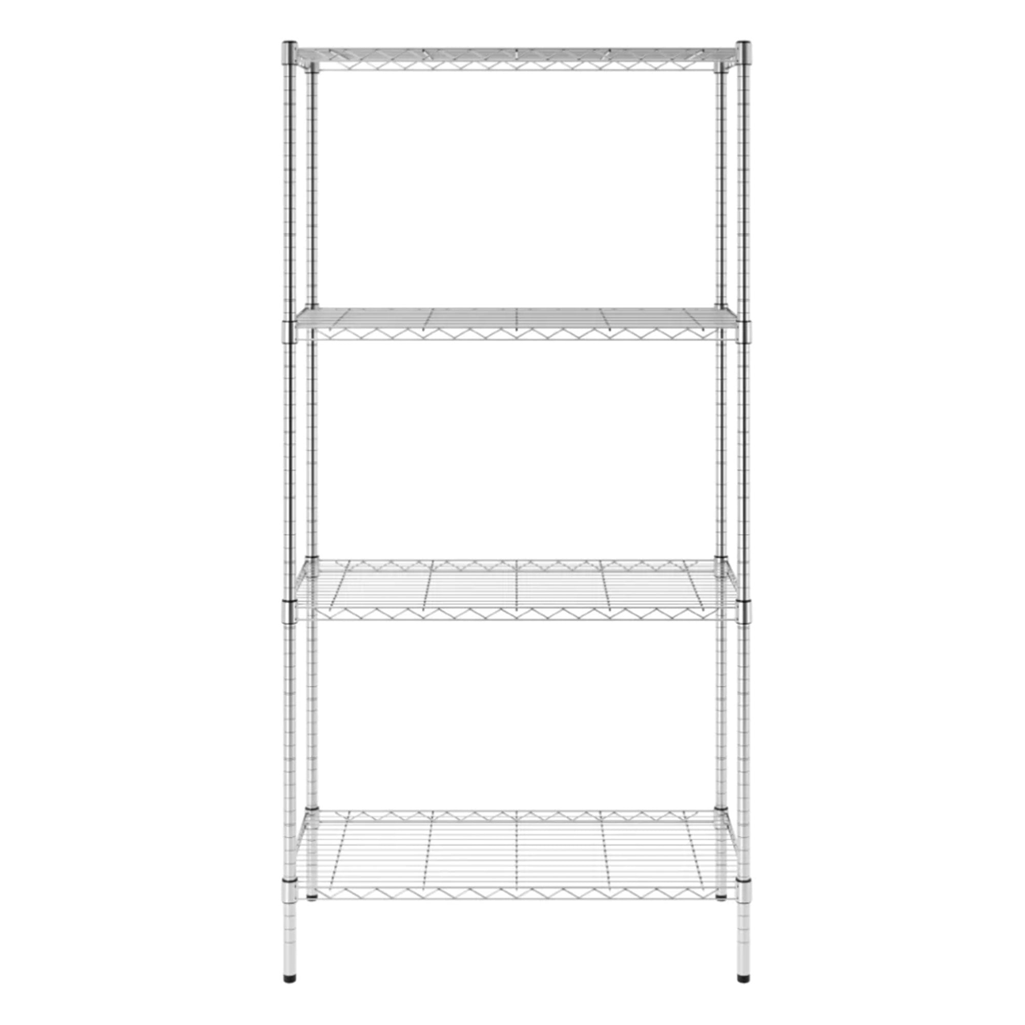 SafeRacks 4 Tier  Steel Wire Shelving Unit with 4 Leveling Feet, Silver