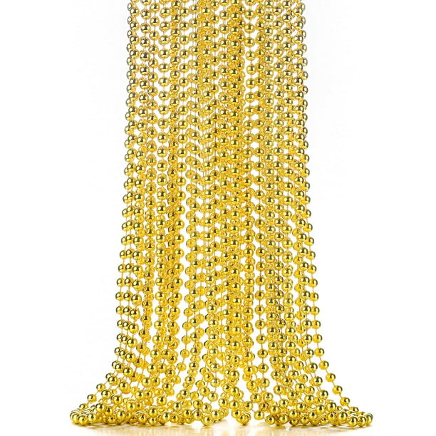 Joygala Juego de collares de cuentas con decoraciones de Mardi Gras, cuentas de Mardi Gras de oro verde, morado, decoraciones ideales para fiestas de Mardi Gras para mujeres para lanzamientos de desfi