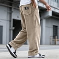 thumbnail image 2 of ZIXKCGDSE Pants for Men Corduroy Open Bottom Casual Drawstring Jogger Straight Trousers Size M, 2 of 4