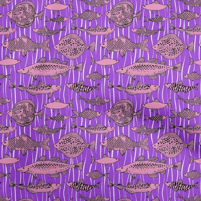 oneOone Viscose Chiffon Purple Fabric Ocean Fish Craft Projects Decor Fabric Printed By The Yard 42 Inch Wide