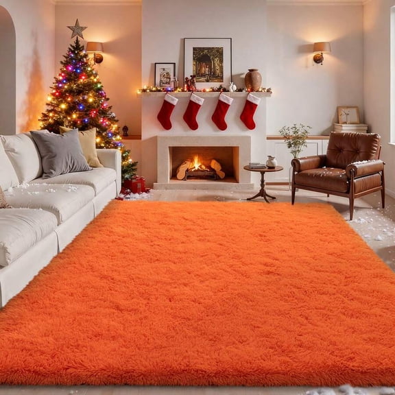 Orange Soft Shaggy Area Rug