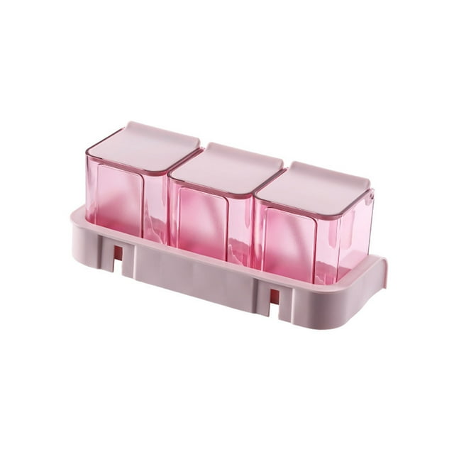 Birdeem Transparent Wall-Mounted Squares Spice Jar Set Three Spice Boxes To Form A Kitchen Combination Spice Boxes Plastic Flip Spice Boxes Seasoning Boxes Set