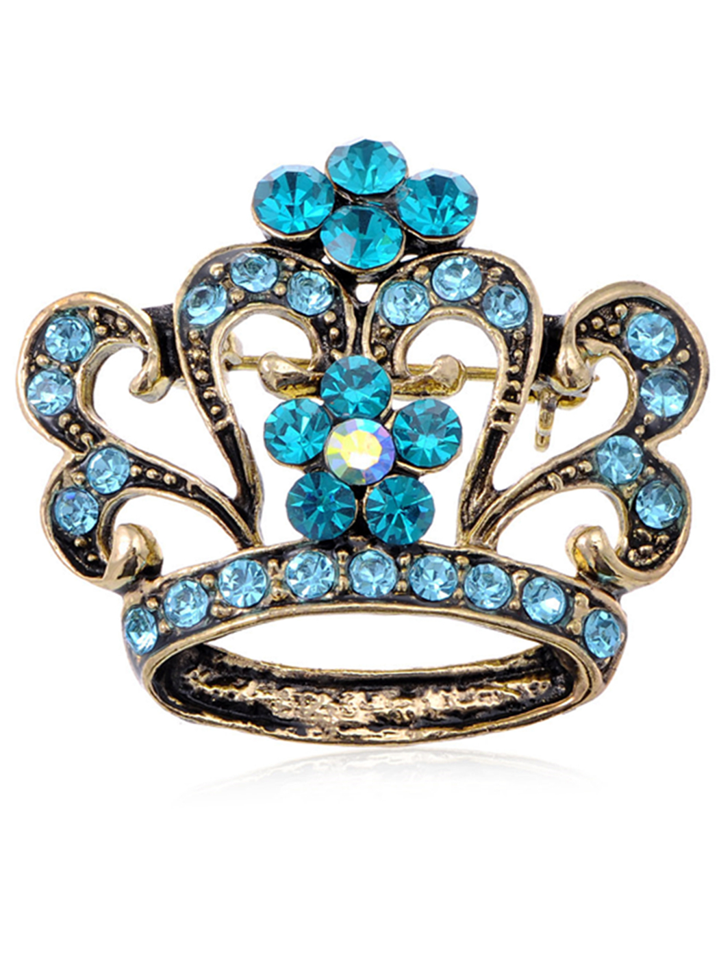 King Queen Sapphire Royal Aqua Blue Crystal Rhinestones Crown Costume ...