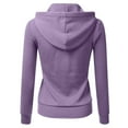 thumbnail image 3 of XFLWAM Women's Hoodies Sweatshirt Casual Long Sleeve Drawstring Pullover Tops Slim Fit Basic Lightweight Hooded Sweatshirt with Pocket Fall Fashion Purple S, 3 of 3