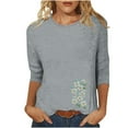 thumbnail image 2 of 3/4 Length Sleeve Womens Tops Casual Loose Summer Blouses for Women 2025 Trendy Casual Work Tops for Women Summer V Neck Graphic T Shirts for Women Plus Size clearance my orders, 2 of 4