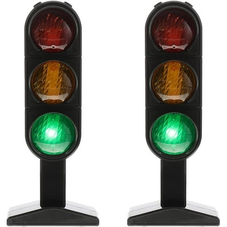 

ZAGHNRENJ Kids Traffic Light Signs Toy Simulation Road Light Safety Traffic Maker Crosswalk Signal Model LED Traffic Stop Sign Light Lamp Toy Playset 2pcs ABP-074