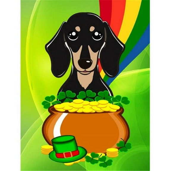 Carolines Treasures BB1959GF Smooth Black and Tan Dachshund St. Patricks Day Flag Garden