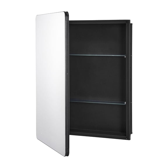 24 x 30 Inch Aluminum Frame Bathroom Medicine Cabinet with Mirror 2 Layer Adjustable Shelves Recessed or Wall Mounted