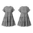 thumbnail image 4 of CALAFEBILA Sun Dresses for Women Casual Beach Lattern Short Sleeve O-neck Plaid Midi Sun Dress Swing Long Womens Dresses, 4 of 9