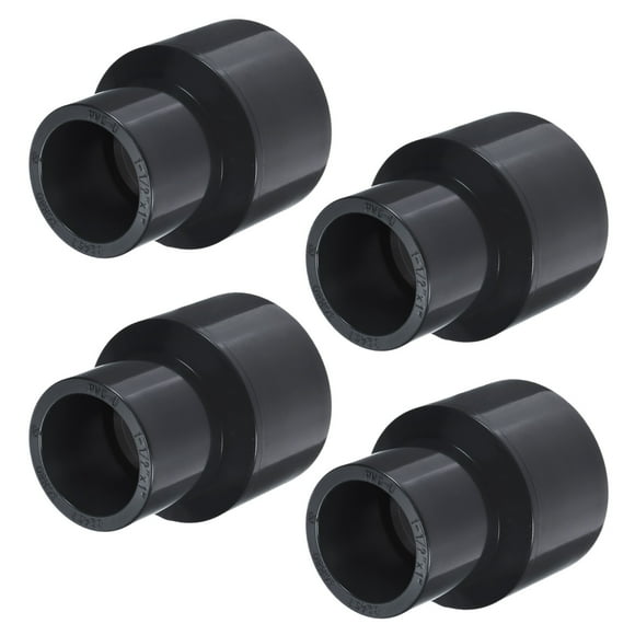 Uxcell 4-Pack UPVC Reducer Pipe Fitting, 1-1/2"*1" Reducing Coupling Connector PVC Straight Pipe, Grey