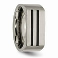 thumbnail image 5 of Grey Titanium Ring Band Wedding Black 10mm Enamel Stripes Brushed, 5 of 7