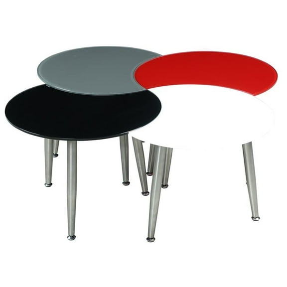 Milan Contemporary Brushed Nickel Multi-Color Four Table Cocktail Set